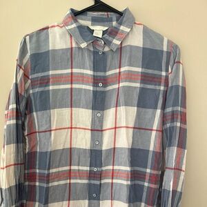 H&M women’s blue plaid shirt US 2